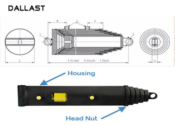 2/3/4/5 Multi Stage Hydraulic Cylinder Single Acting 12 Months Warranty For Vehicles