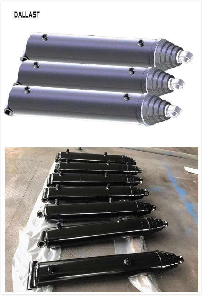 Maxim 12 Ton Single Acting Telescopic Cylinder: 4.43 Bore X 108 Stroke - 2" Rod Diameter, 3000 Max PSI, 3" Stage, 1/2" NPT Port Size, Retracted Length: 44.75 With 1 & 1.5" Pin Dia, 210705 In | Whizz